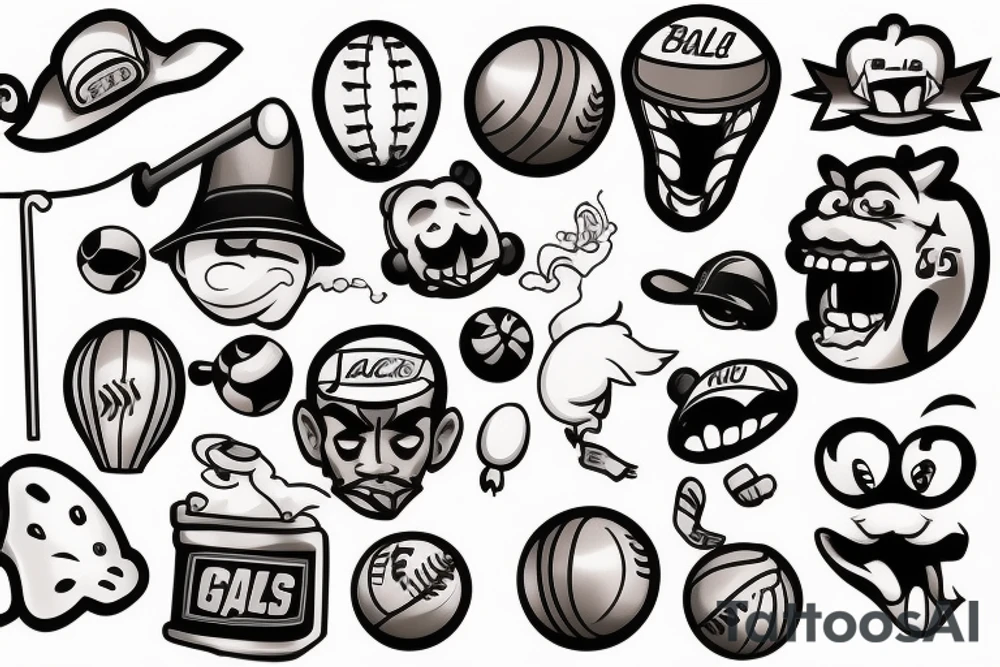 Ball and Jacks Game tattoo idea