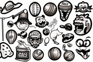 Ball and Jacks Game tattoo idea
