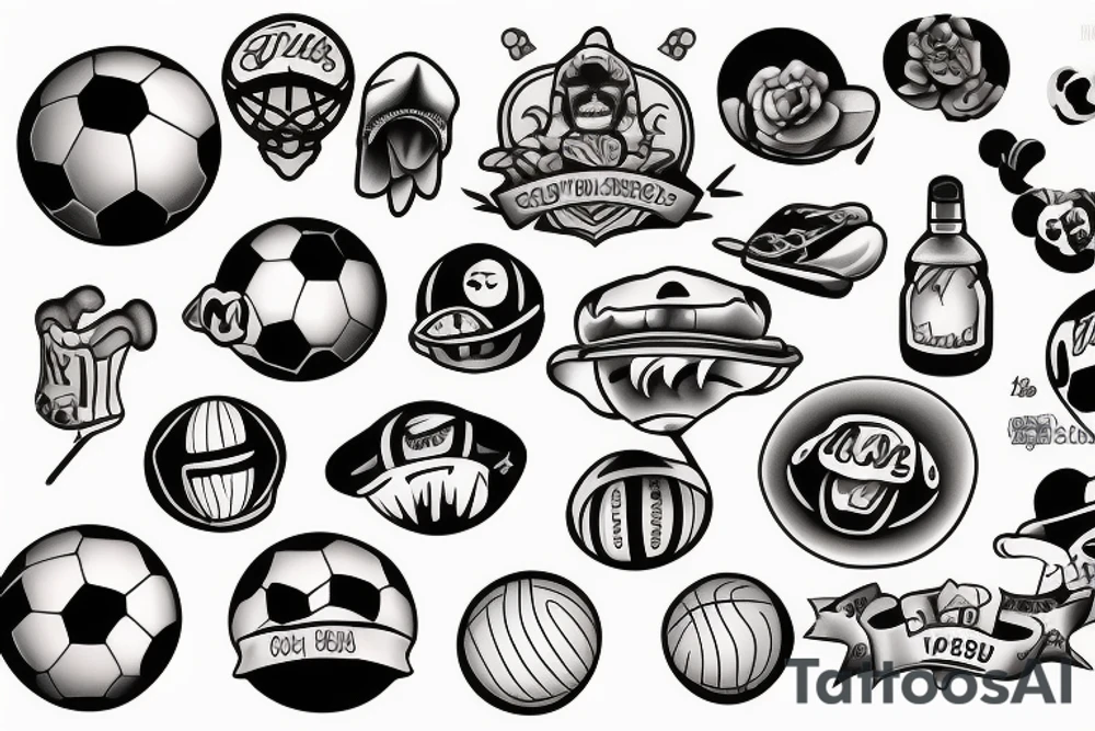 Ball and Jacks Game tattoo idea