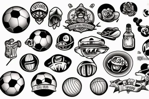 Ball and Jacks Game tattoo idea
