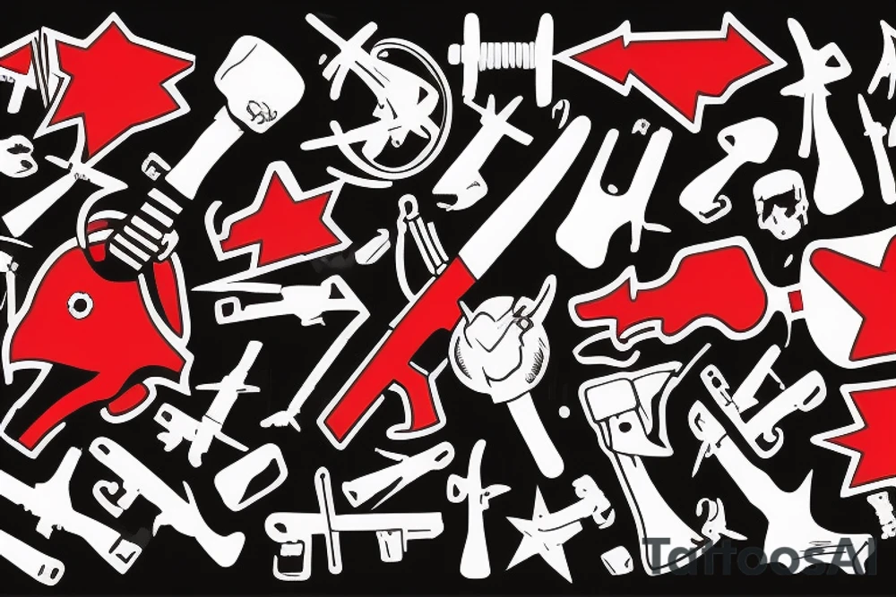 AK-47 crossed out with red sign tattoo idea