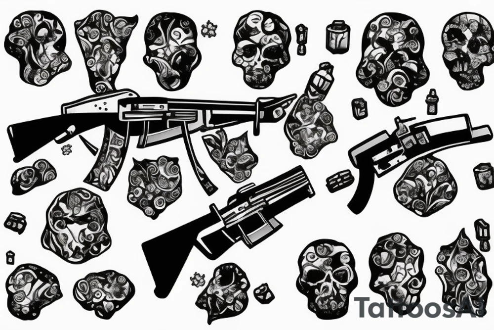 AK-47 inside an icecube tattoo idea