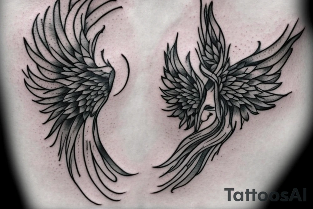 Silk cloth flowing in the wind around other tattoos. I do not want it feminine. This is a large piece as it will be sitting on my rib going down to my thigh. Add wings, roses and flames. make it awesome tattoo idea
