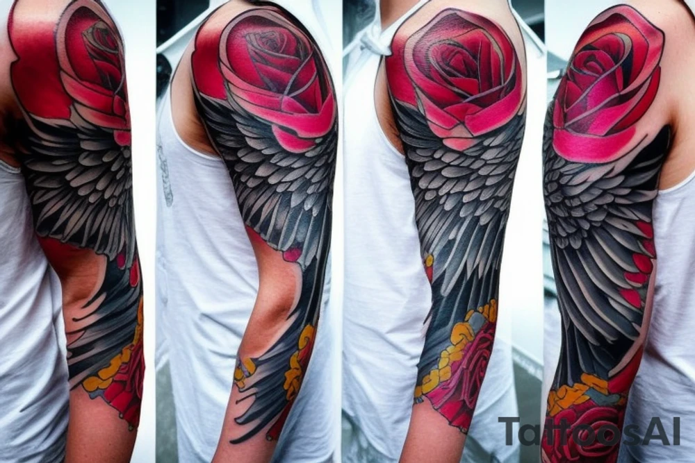 Silk cloth flowing in the wind around other tattoos. Add wings, roses and flames. make it awesome. make it really big tattoo idea