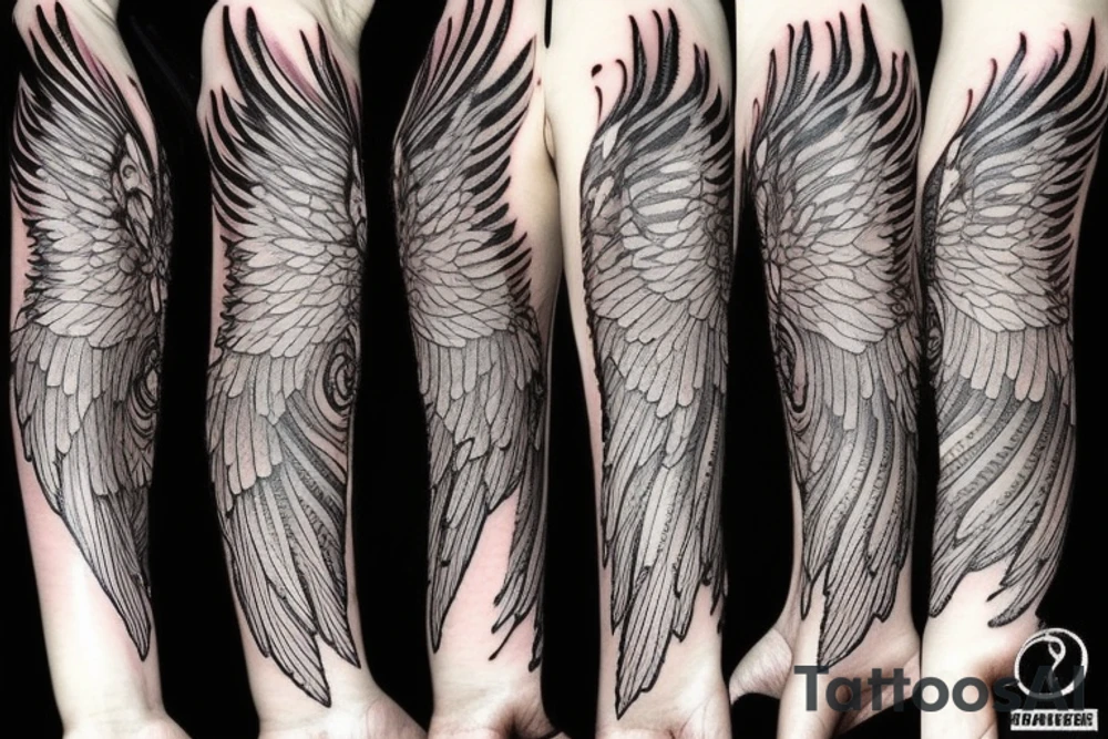 Silk cloth flowing in the wind around other tattoos. Add wings, roses and flames. make it awesome. make it really big tattoo idea