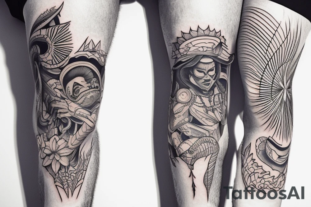 upper thigh tattoo on a male tattoo idea