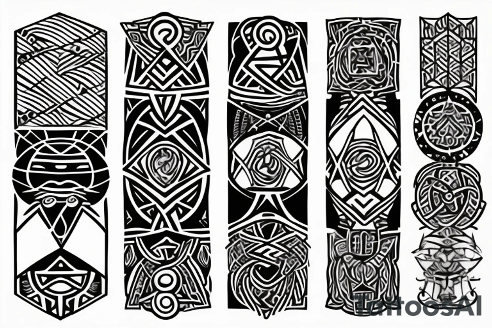 Tribal with a triskele and geometric shapes tattoo idea