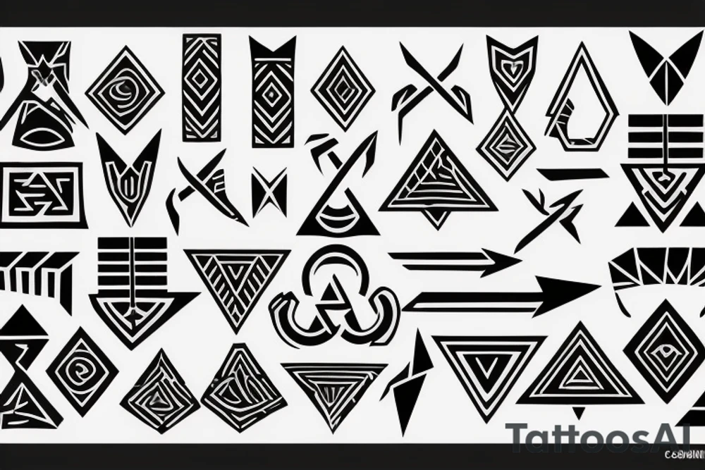 Small Tribal with a triskele, geometric shapes, and arrow tattoo idea