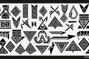 Small Tribal with a triskele, geometric shapes, and arrow tattoo idea