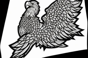 Small eagle, with geometric shapes, and arrow tattoo idea