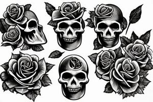 skull, roses, half sleeve tattoo idea