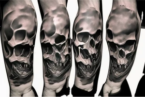 skull, revolver, smoke, coffin, death, half sleeve tattoo idea