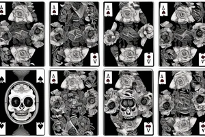 skulls, roses, smoke, playing cards, revolver tattoo idea