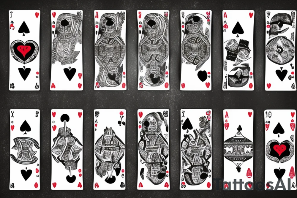 skulls, roses, smoke, playing cards, revolver tattoo idea