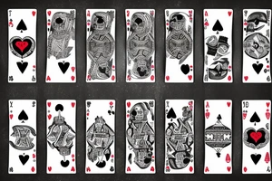 skulls, roses, smoke, playing cards, revolver tattoo idea