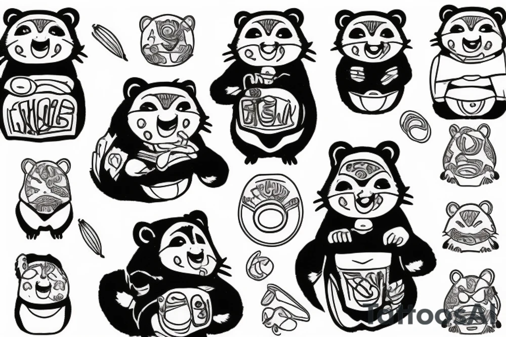 Cartoon, Tanuki wearing shirt, tattoo idea