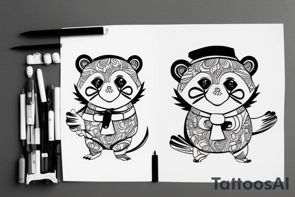 Cartoon, Tanuki wearing shirt, tattoo idea