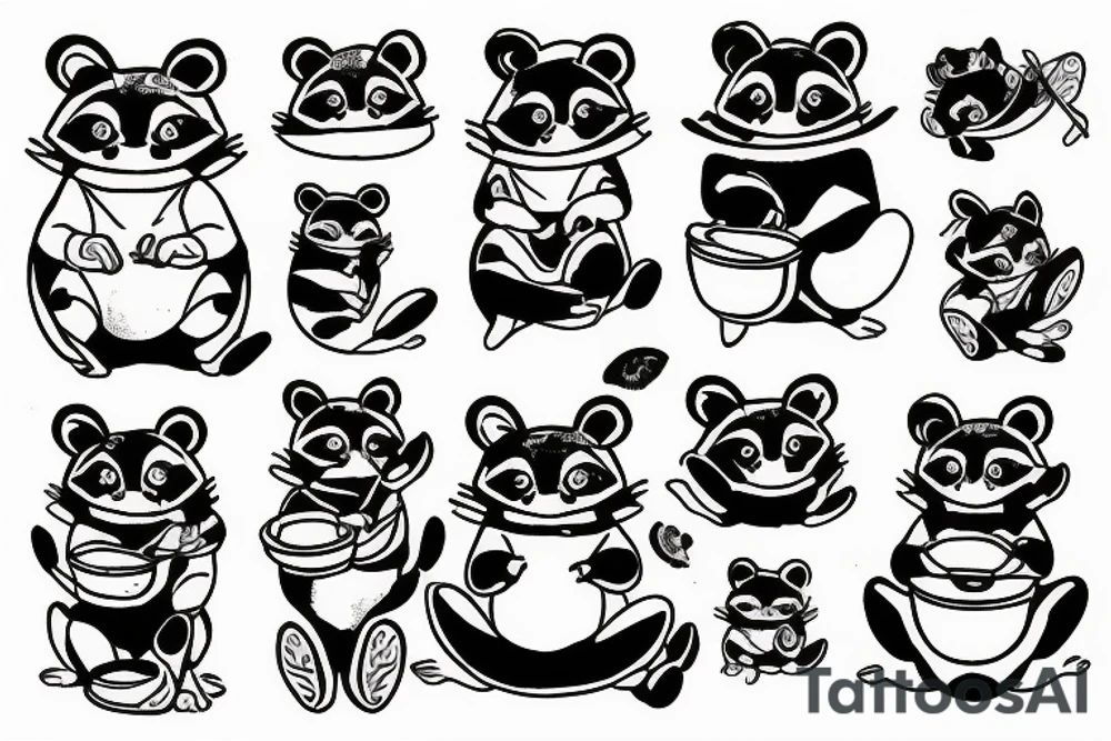 Tanuki wearing shirt relaxing tattoo idea
