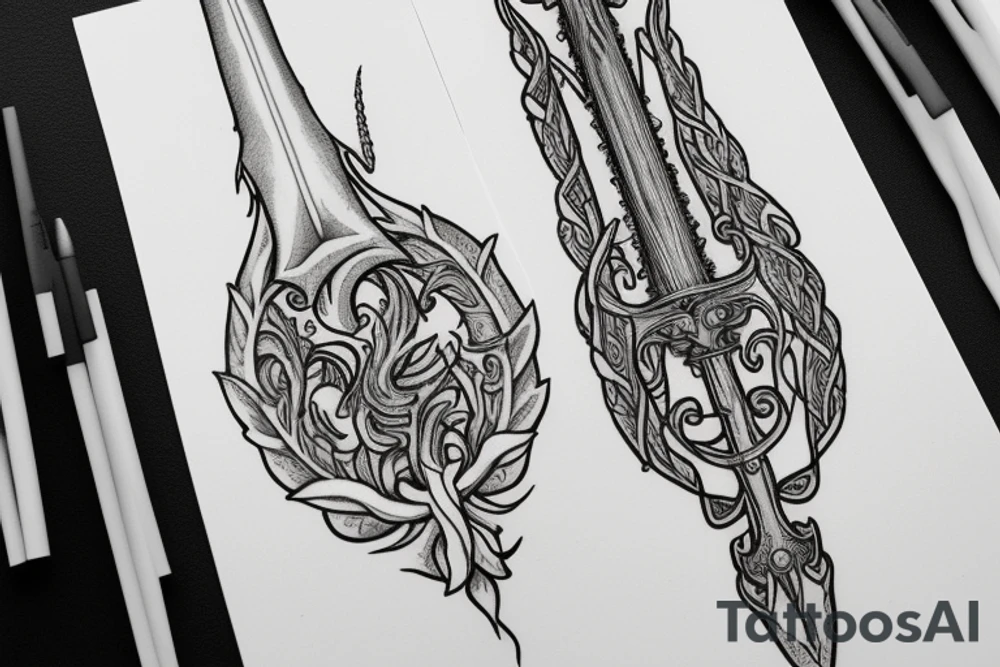 Eowyn’s sword with athelas plant tattoo idea