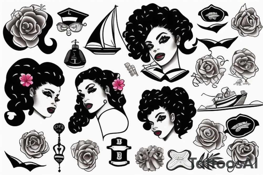 Black female sailor tattoo idea