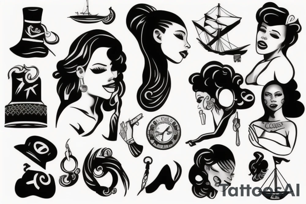 Black female sailor tattoo idea