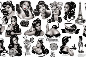 Black female sailor pinup tattoo idea