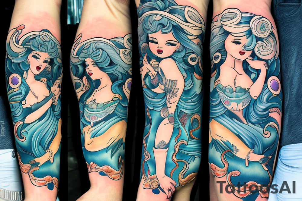 Merman pinup tattoo idea