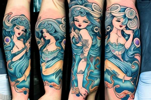 Merman pinup tattoo idea