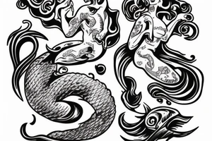 Merman pinup boy American classic tattoo idea