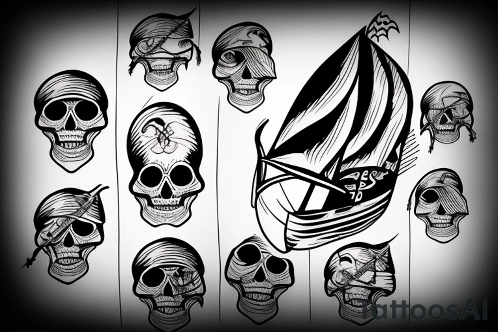 pirate sailboat wave storm skull tattoo idea