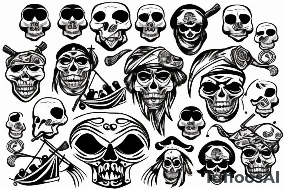 pirate sailboat wave storm skull tattoo idea