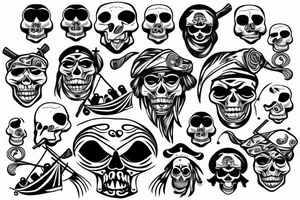 pirate sailboat wave storm skull tattoo idea