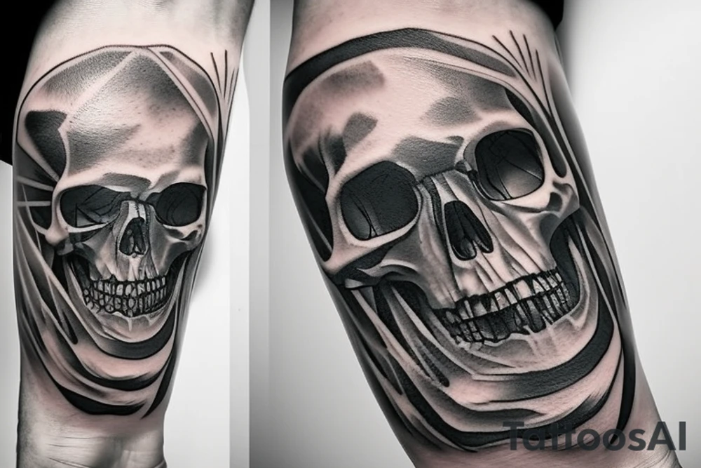 sailboat with skull during a storm tattoo idea
