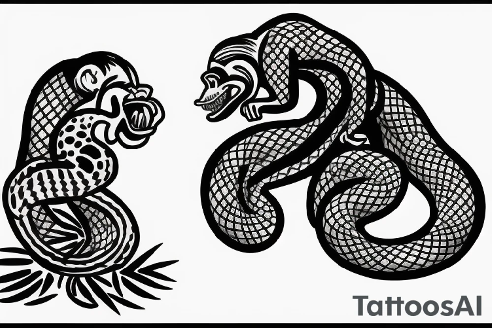 gorilla fighting a snake tattoo idea