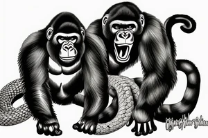 gorilla fighting a snake tattoo idea