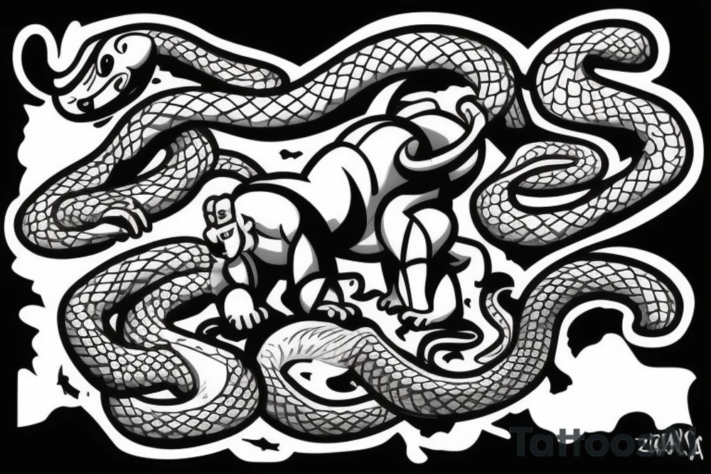 gorilla fighting a snake tattoo idea