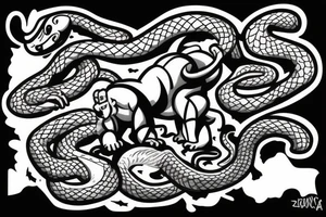 gorilla fighting a snake tattoo idea