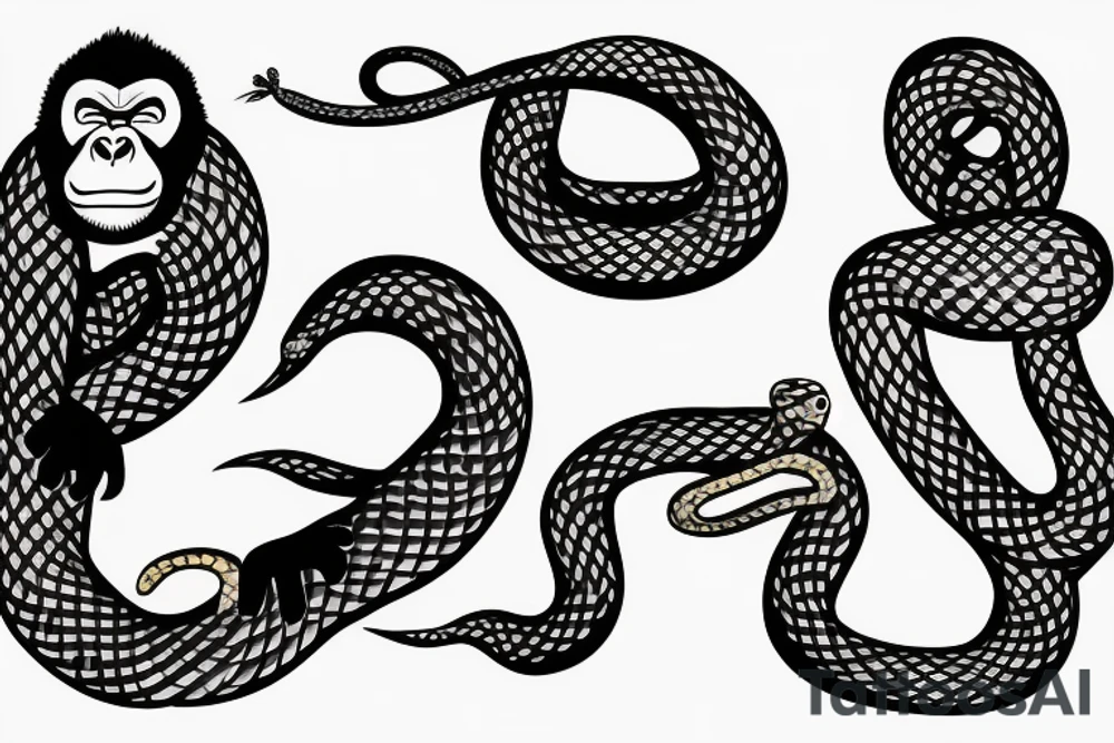 gorilla fighting a snake tattoo idea