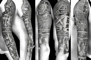 A sword with a cross and Joint Heir around it tattoo idea