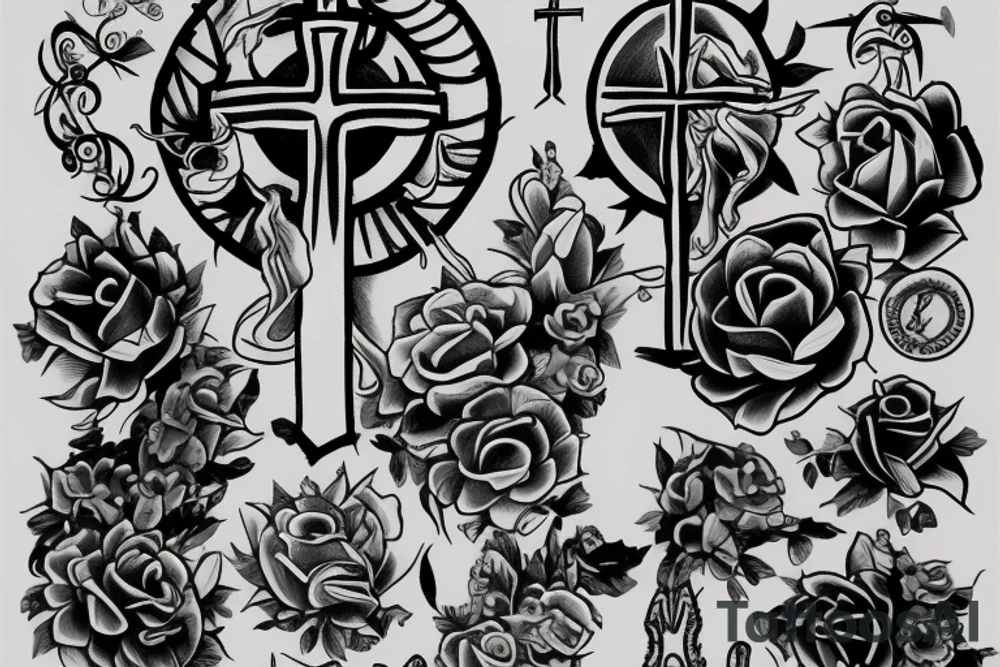 a cross and Joint Heir around it tattoo idea