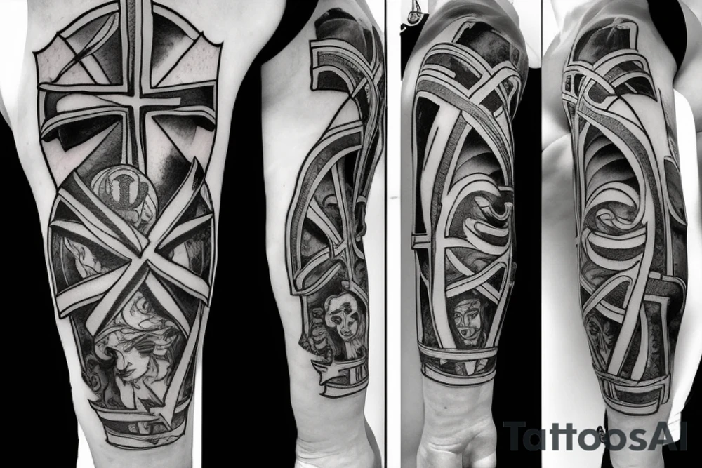 a cross and “Joint Heir” around it tattoo idea