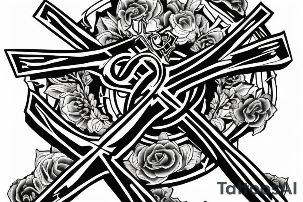a cross and “Joint Heir” around it tattoo idea