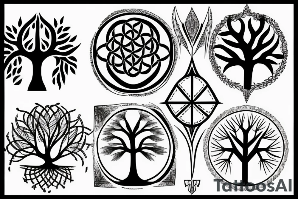 Geometric tree of life tattoo idea