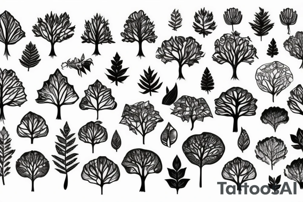 Tree with roots and leaves tattoo idea