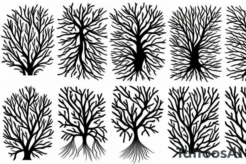Tree with roots and leaves tattoo idea