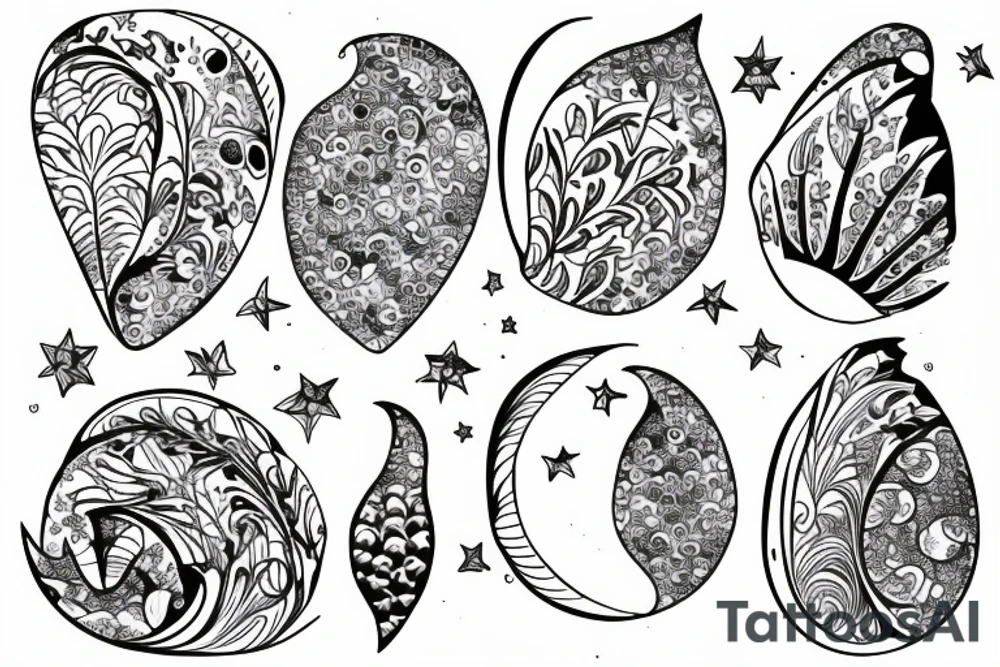 Flowers with moon behind inside of a shell tattoo idea
