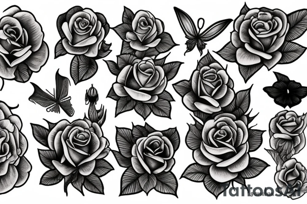 Luna moth in front of roses tattoo idea