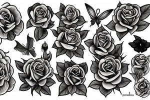 Luna moth in front of roses tattoo idea