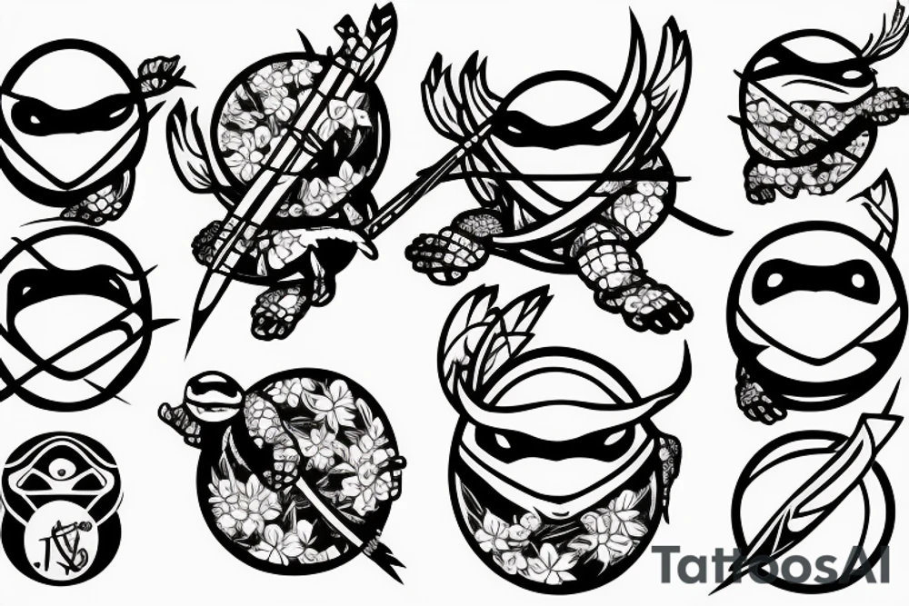 Ninja Turtles and cherry blossom tattoo idea