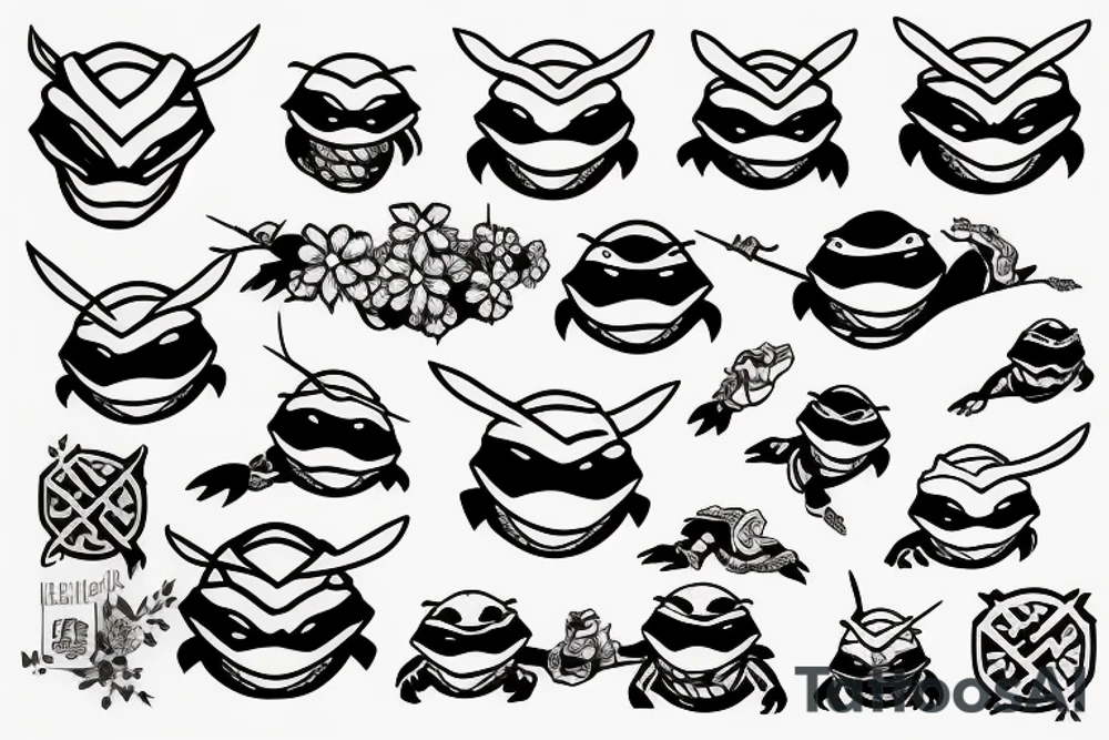 Ninja Turtles and cherry blossom tattoo idea